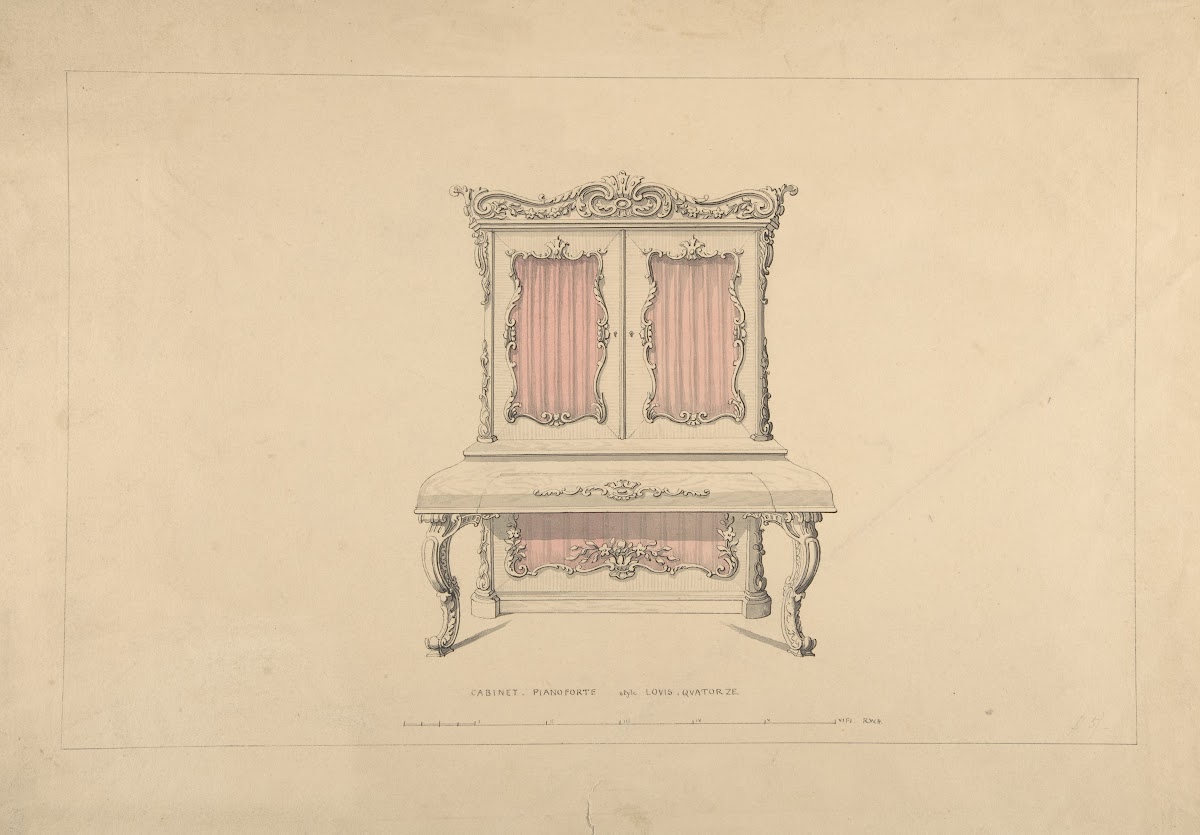 Design for Cabinet Pianoforte Louis Quatorze Style 18351900
