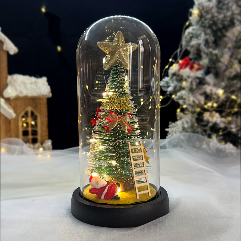 LED-Weihnachtsbaum in Glaskuppel mit Beleuchtung