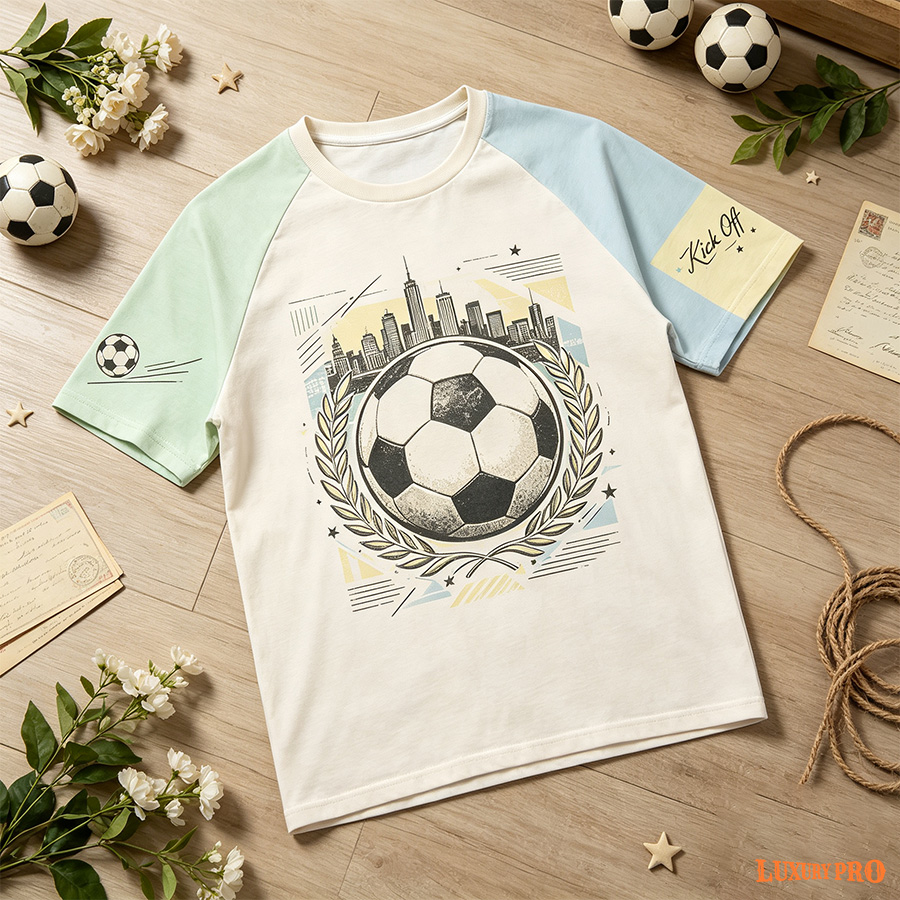 AOP MEG Football Crewneck Raglan Sleeve Short Sleeve