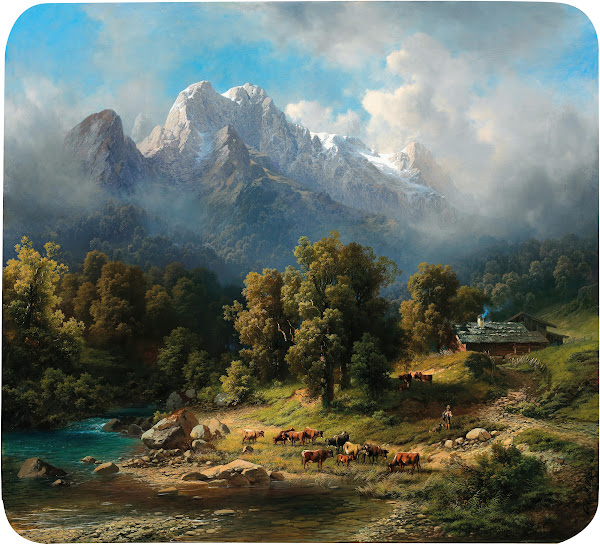 Grazing Cows near an Alpine Lake 1861