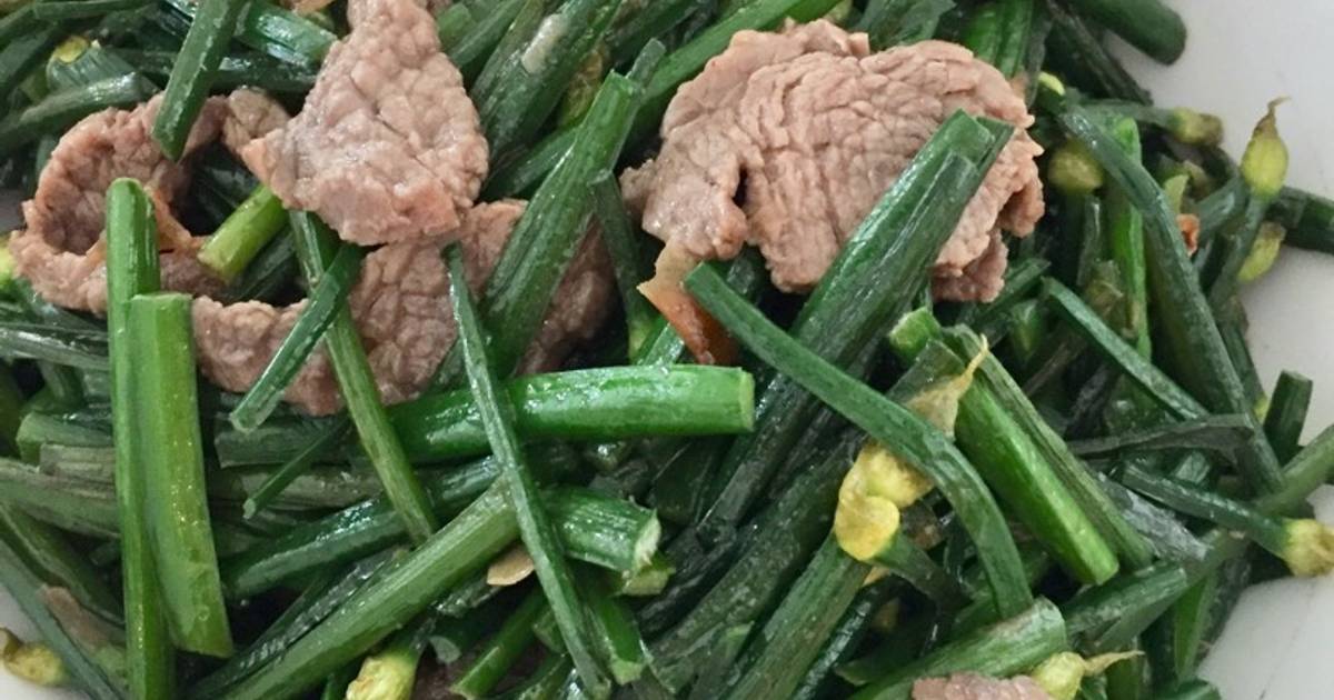 Bông hẹ xào thịt bò