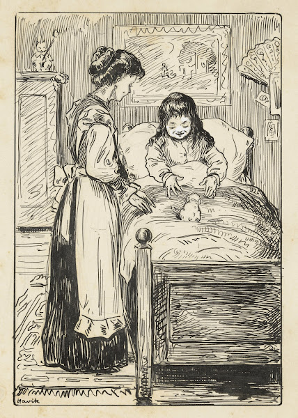 Meisje met konijn op bed 1909