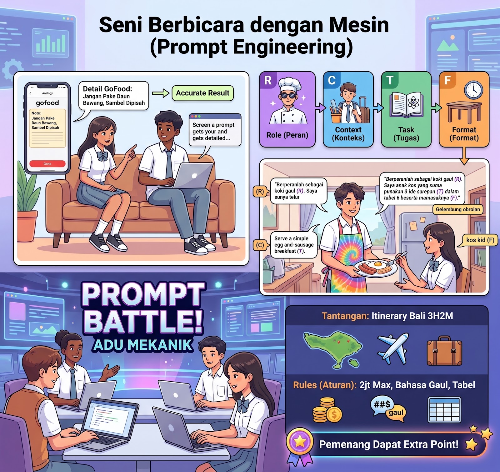 Orang mengetik prompt