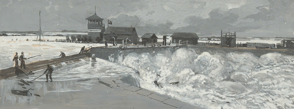Hochwasser beim Sperrschiff in Nußdorf 1897 1897