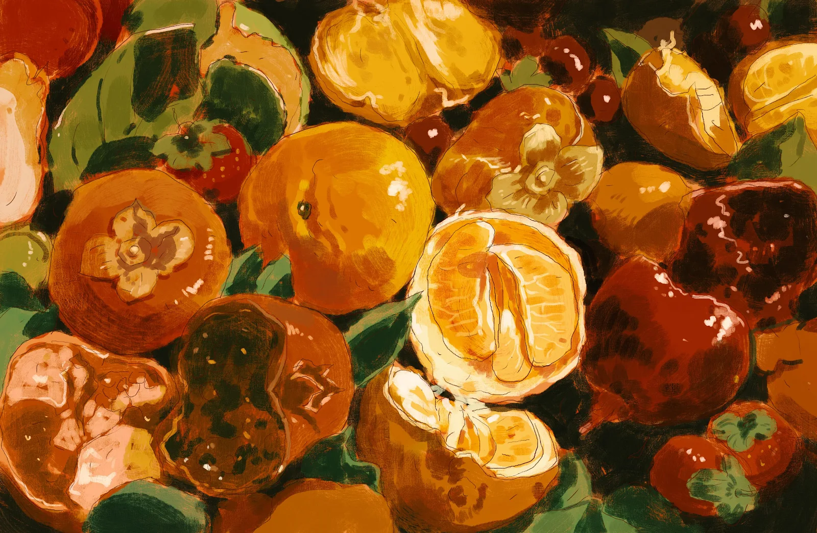 Fruit Still Life, Citrus Fruits, Food Illustration, Orange Art 4K Wallpaper Background (3840x2509)