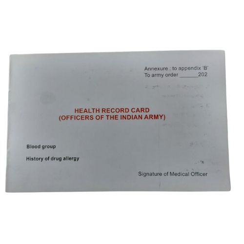 HEALTH RECORD CARD OFFICERS INDIAN ARMY