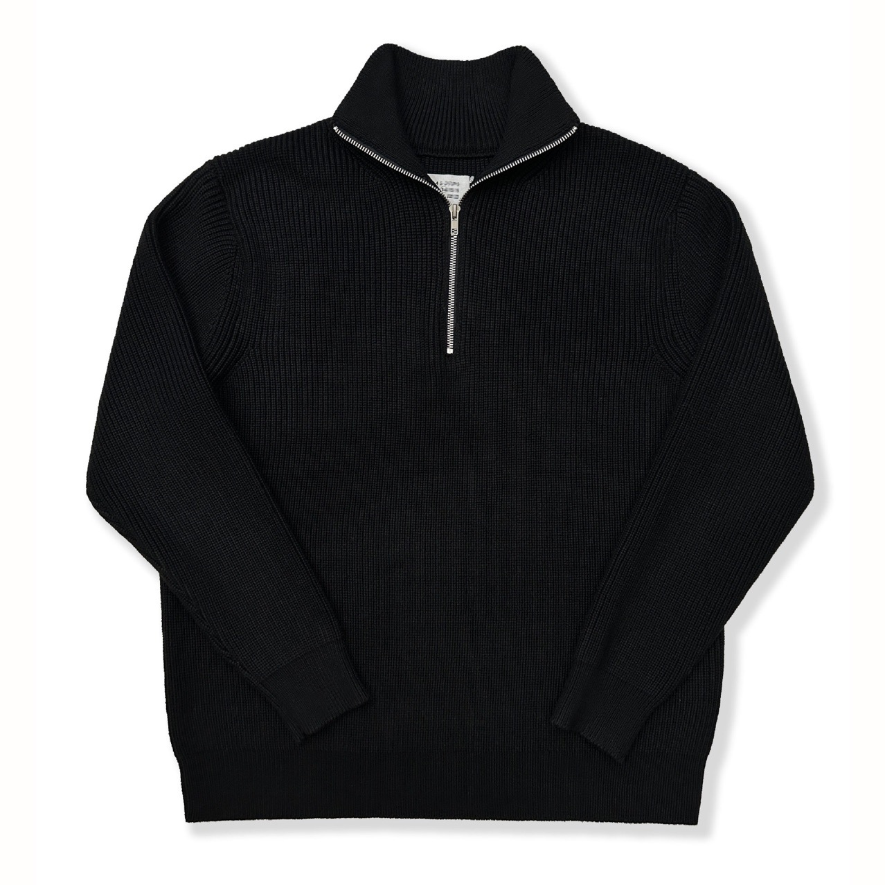 Unisex knit sweater with zipper and stand-up collar