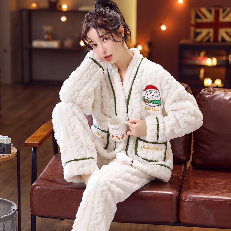 Damen Flanell-Schlafanzug mit Weihnachtsmotiv