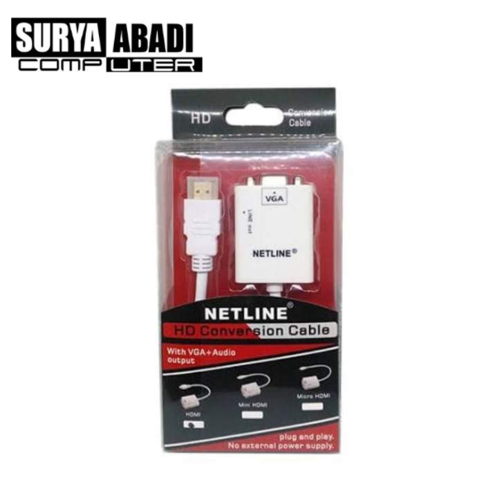 CONVERTER HDMI TO VGA + AUDIO NETLINE