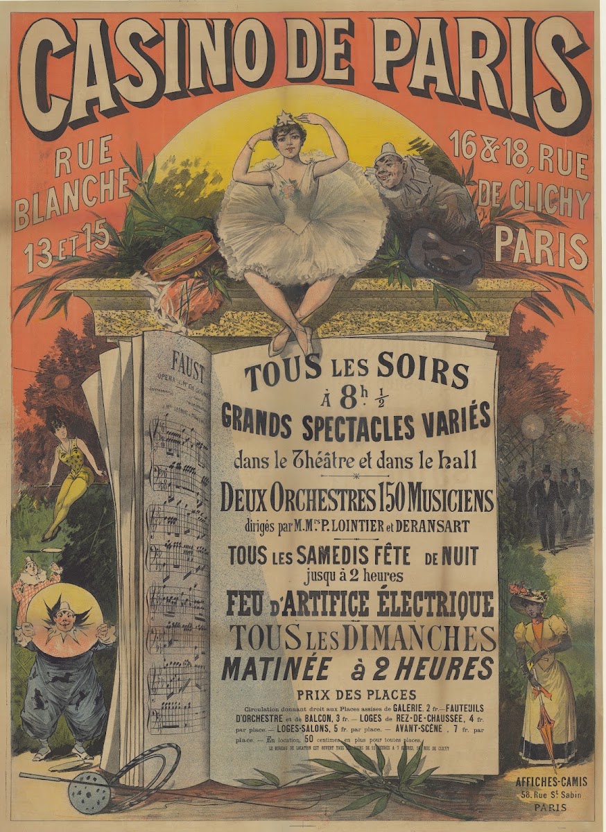 Casino de Paris Rue blanche 13 et 15 16 18 Rue de Clichy Paris 1900