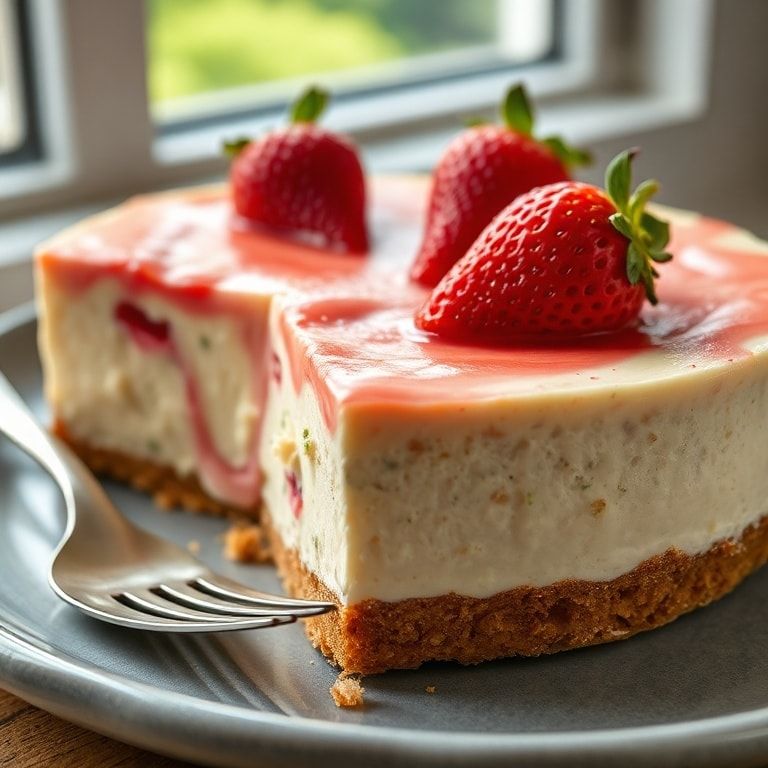 Creamy Strawberry Cheesecake with Easy Shortbread Crust – Quick & Homemade Delight