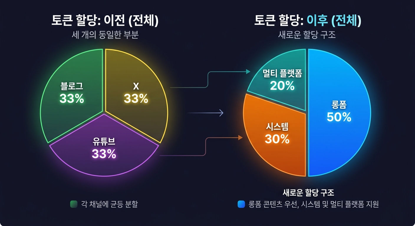 토큰 배분 전략 변화