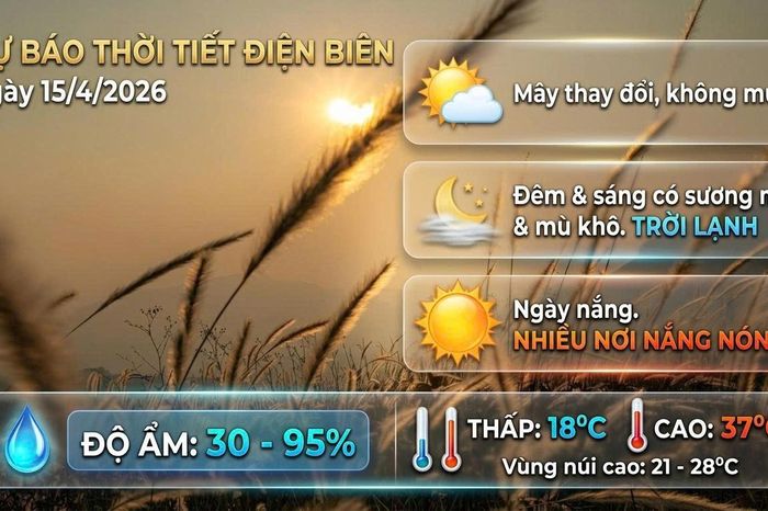 Bản tin Dự báo thời tiết ngày 15/4/2026 - Báo Điện Biên Phủ