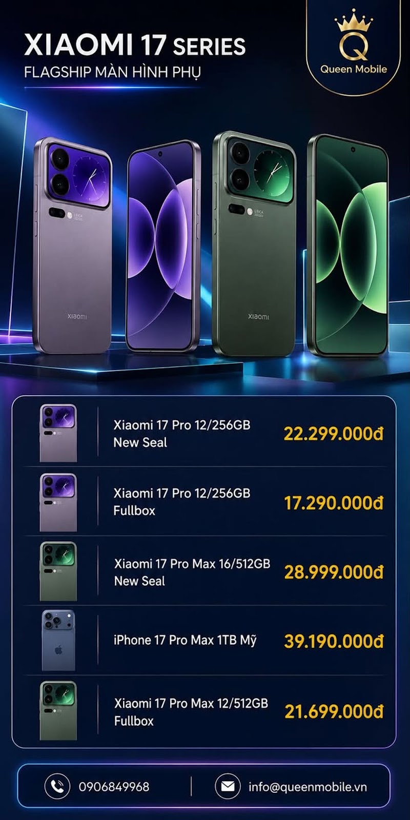 BẢNG GIÁ FLAGSHIP XIAOMI 17 SERIES VÀ IPHONE 17 PRO MAX 

Flagship cấu hình cực ...