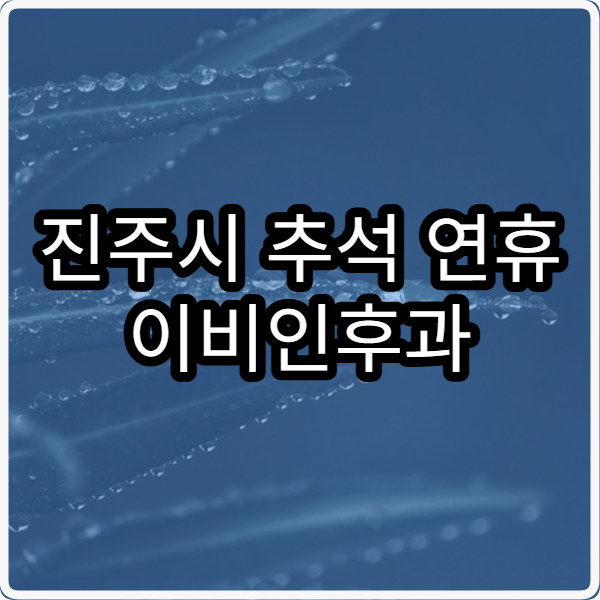 진주시 추석 연휴 이비인후과 진료 병원 운영시간 확인하기