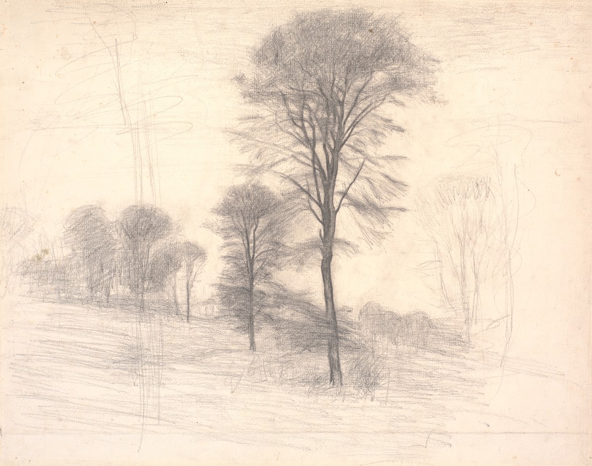 Landskab med spredte træer Ryet ved Farum Sø 1896  1897