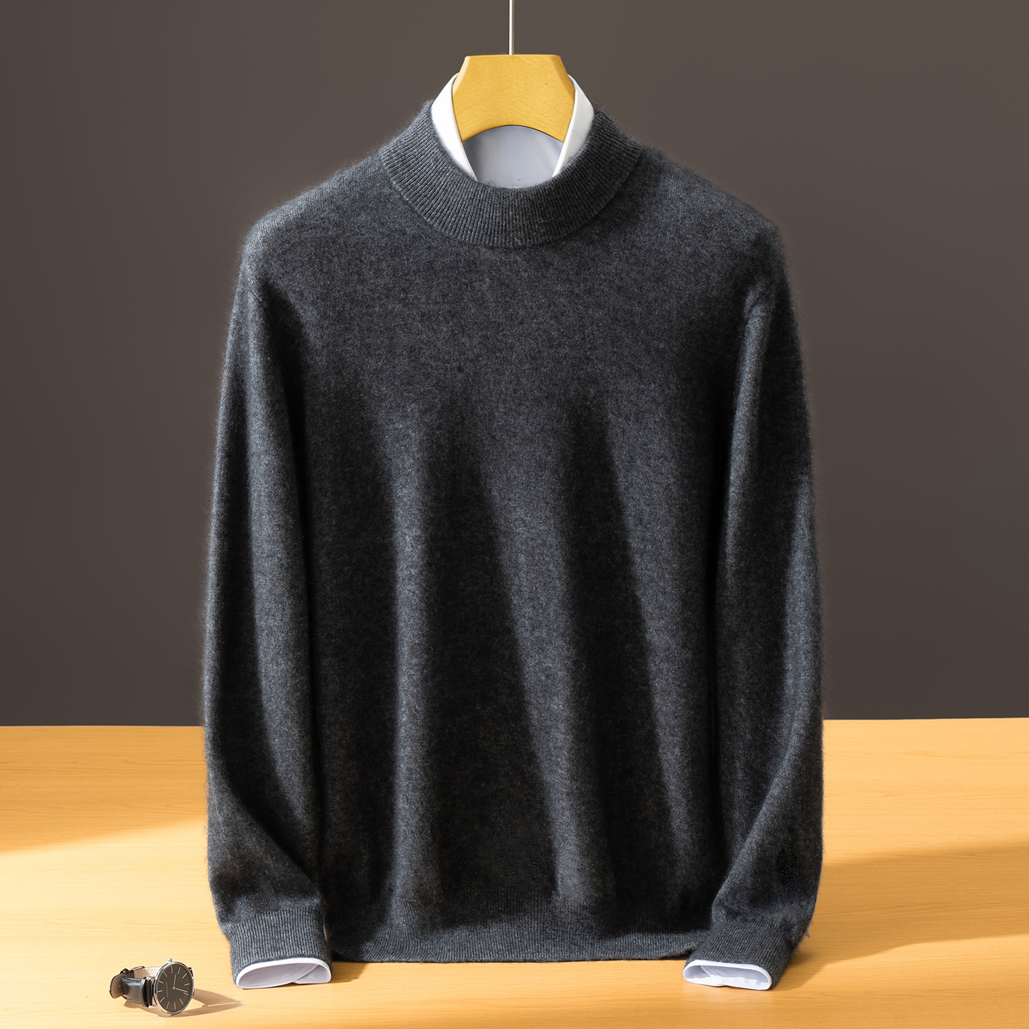 Men's Cashmere Sweater, Round Neck, Business Casual