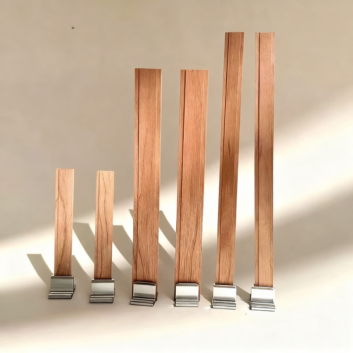 Wood candle core, multilayered, various sizes
