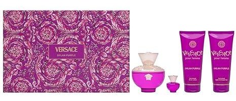ESTUCHE VERSACE DYLAN PURPLE MUJER 4PZS 100ML EDT + 5ML EDT + CREMA + GEL DE BAÑO