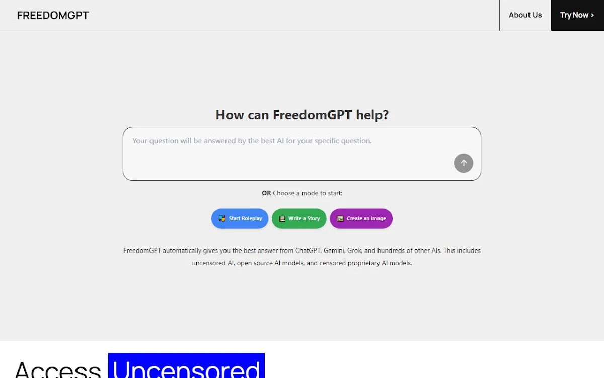 Captura de FreedomGPT