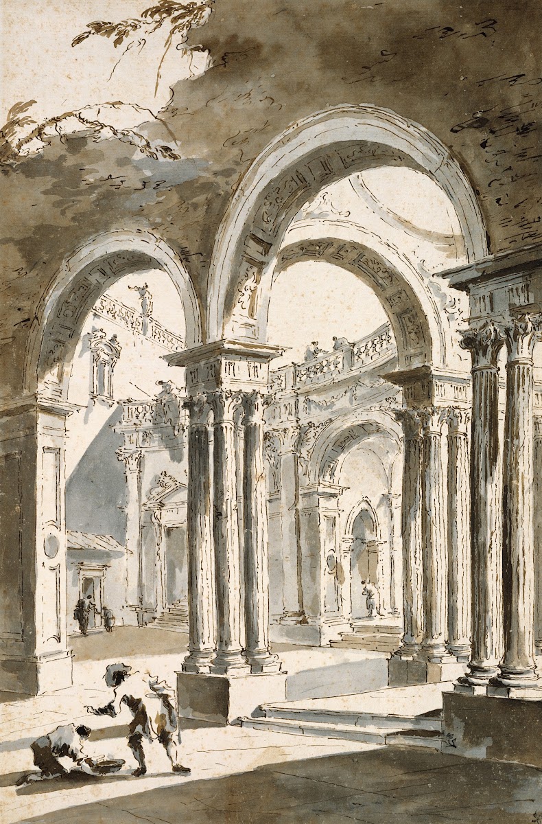 A Colonnade Partly Ruined with Figures ca 178090