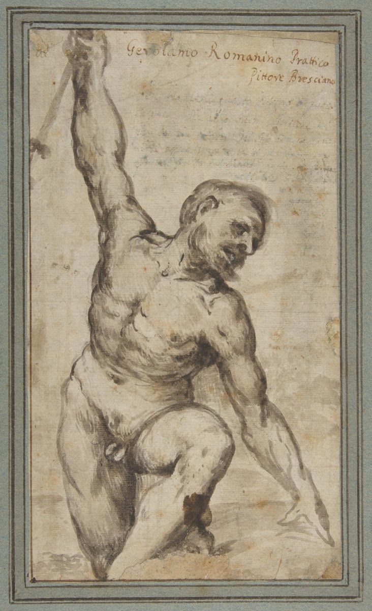 Nude Male Figure with Upraised Right Arm 155060