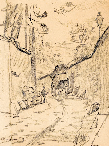 Charrette dans une ruelle tournante 1869