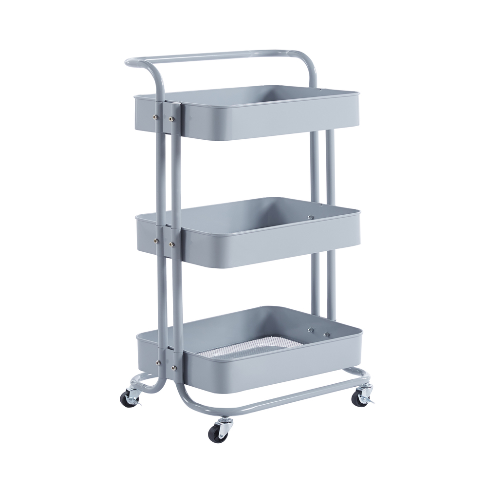 Carrito organizador de metal Cazedis™ 3 niveles, color gris