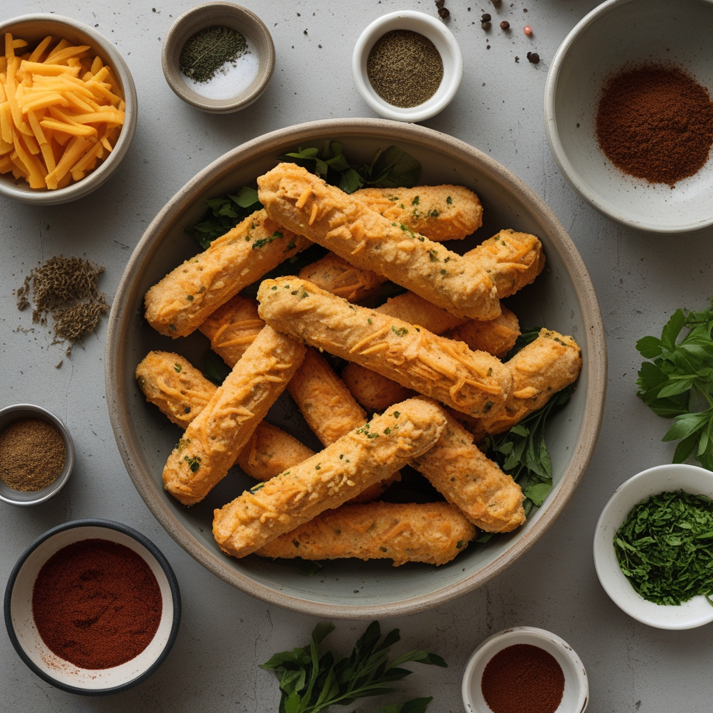 Ingredients for Hot Cheeto Mozzarella Sticks Recipe – Easy Homemade Crispy Snack