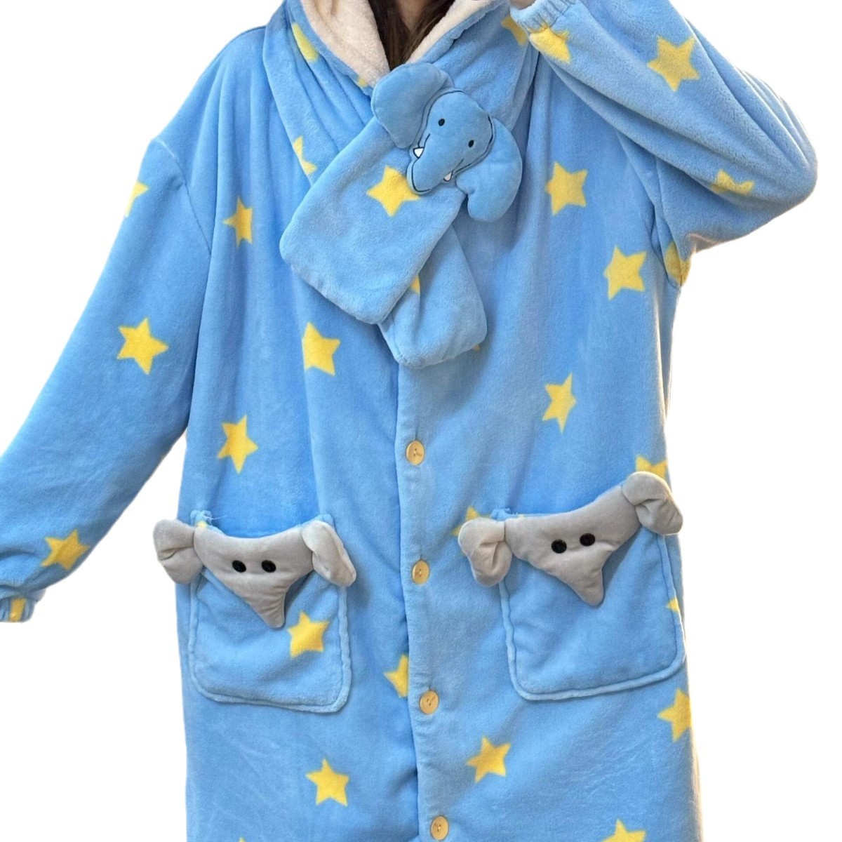 Women's Pajama Set, Flannel, Warm, Elephant Design