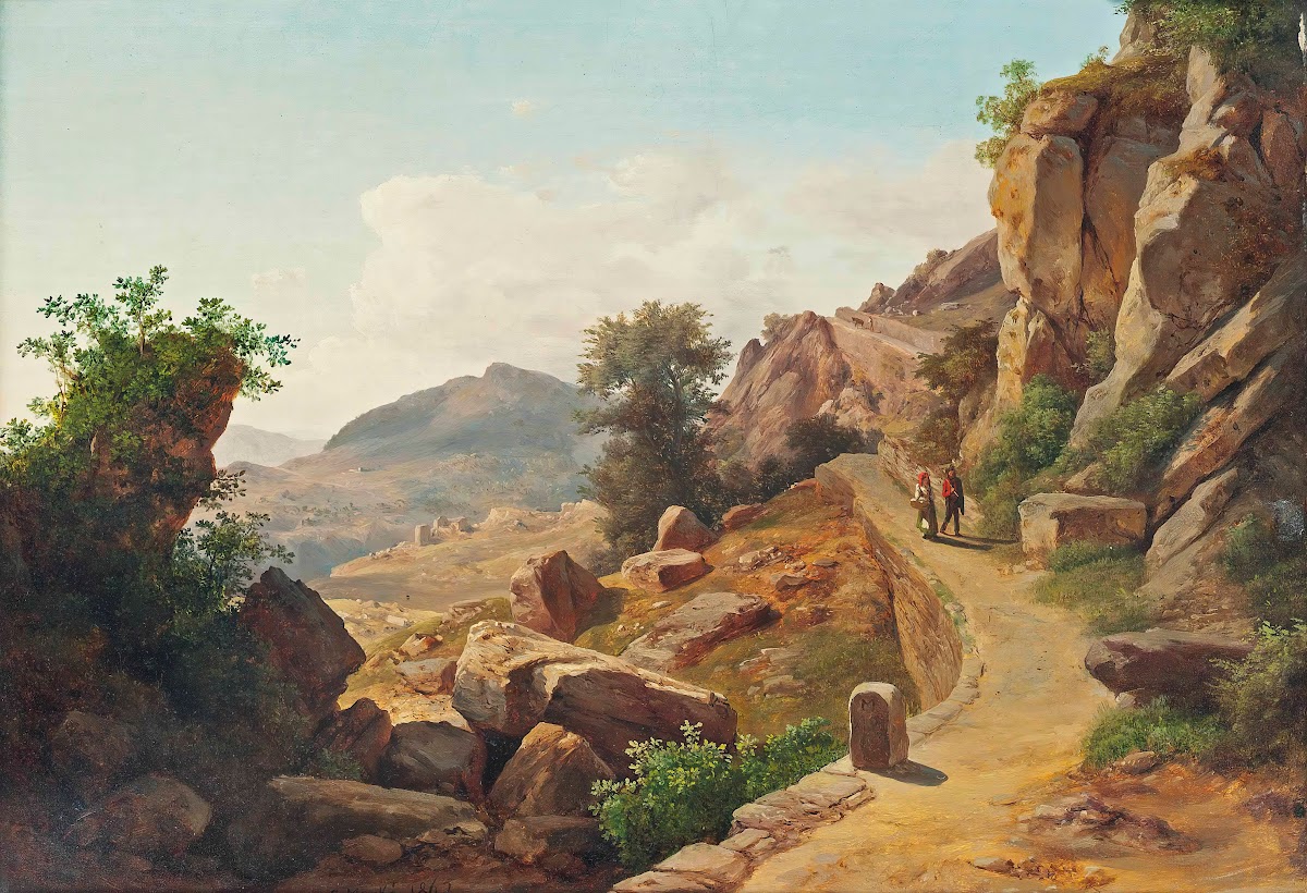 Travellers on a Tuscan road 1862