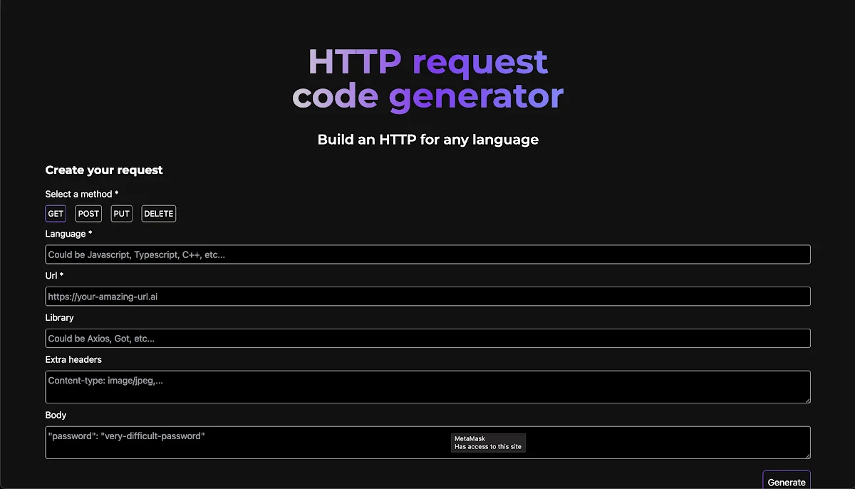 Captura de HTTP request code generator