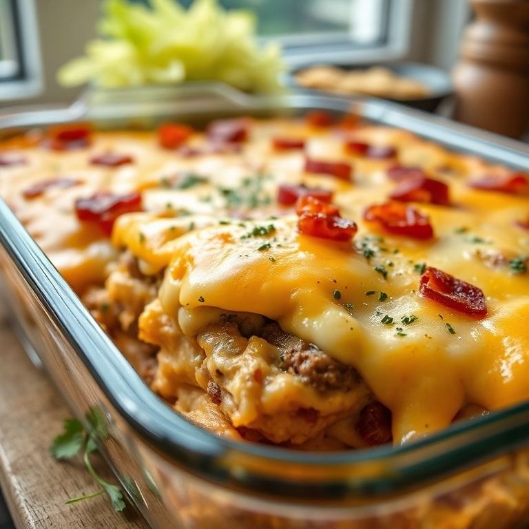 Easy Low-Carb Bacon Cheeseburger Casserole Recipe - Quick & Delicious Dinner