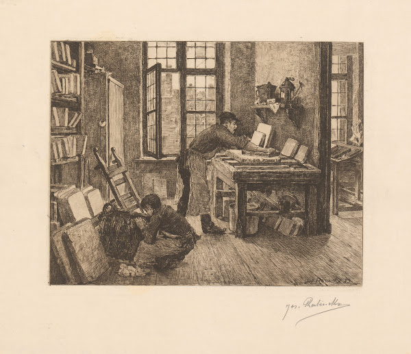 Lithographer at work in his workshop 1889