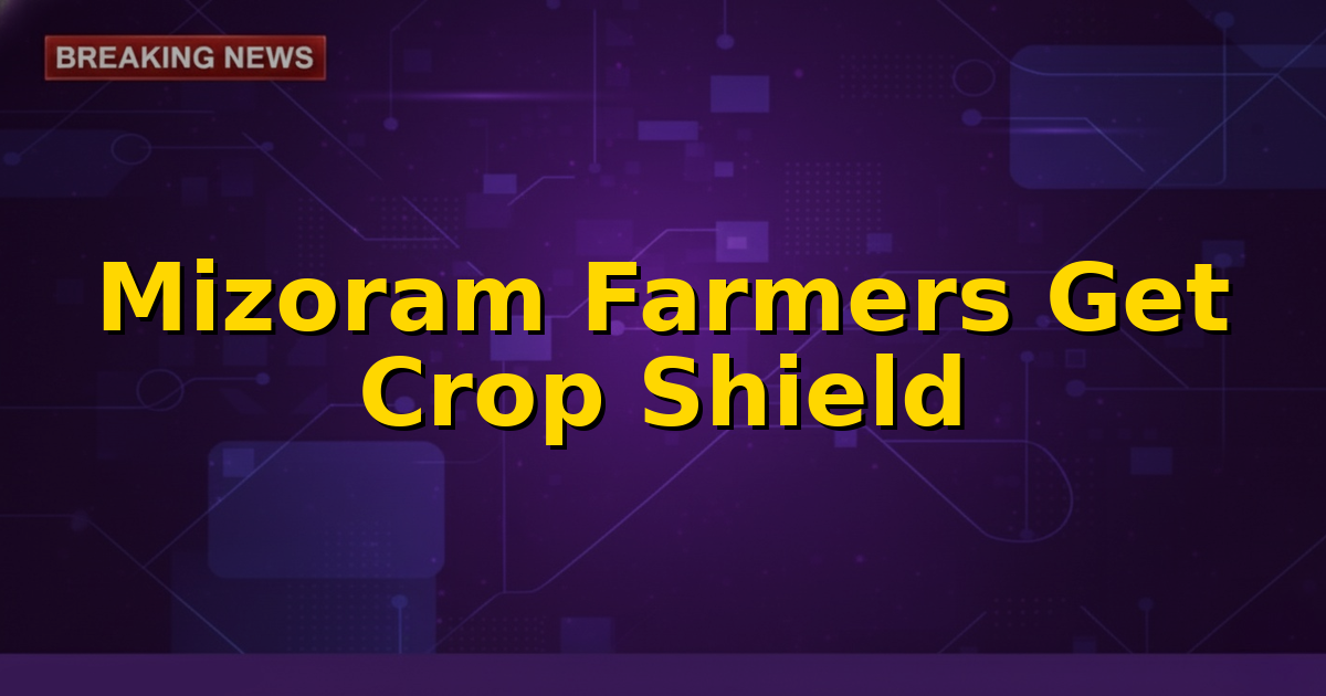 Farmers inspecting healthy crops in a field with rolling hills in the background, symbolizing agricultural resilience and protection in Mizoram.