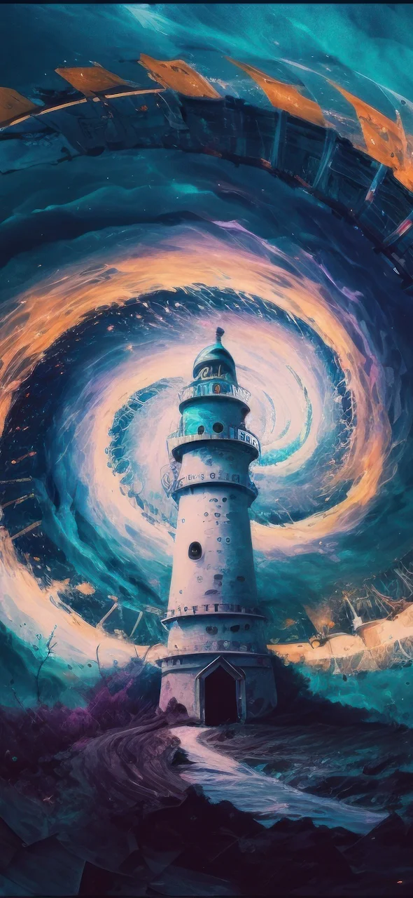 Ai Art, Spiral, Painting, Tower, Clouds 4K Phone Wallpaper