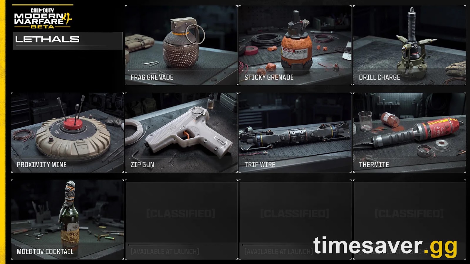 MW4 beta Lethals equipment grid with locked, unlockable slots