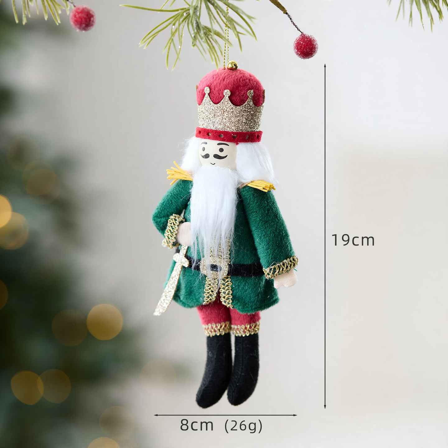 Nutcracker Soldier Ornament made of Wood and Fabric