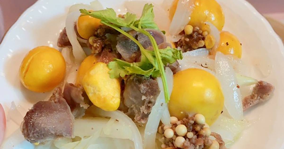 Trứng non xào hành tây