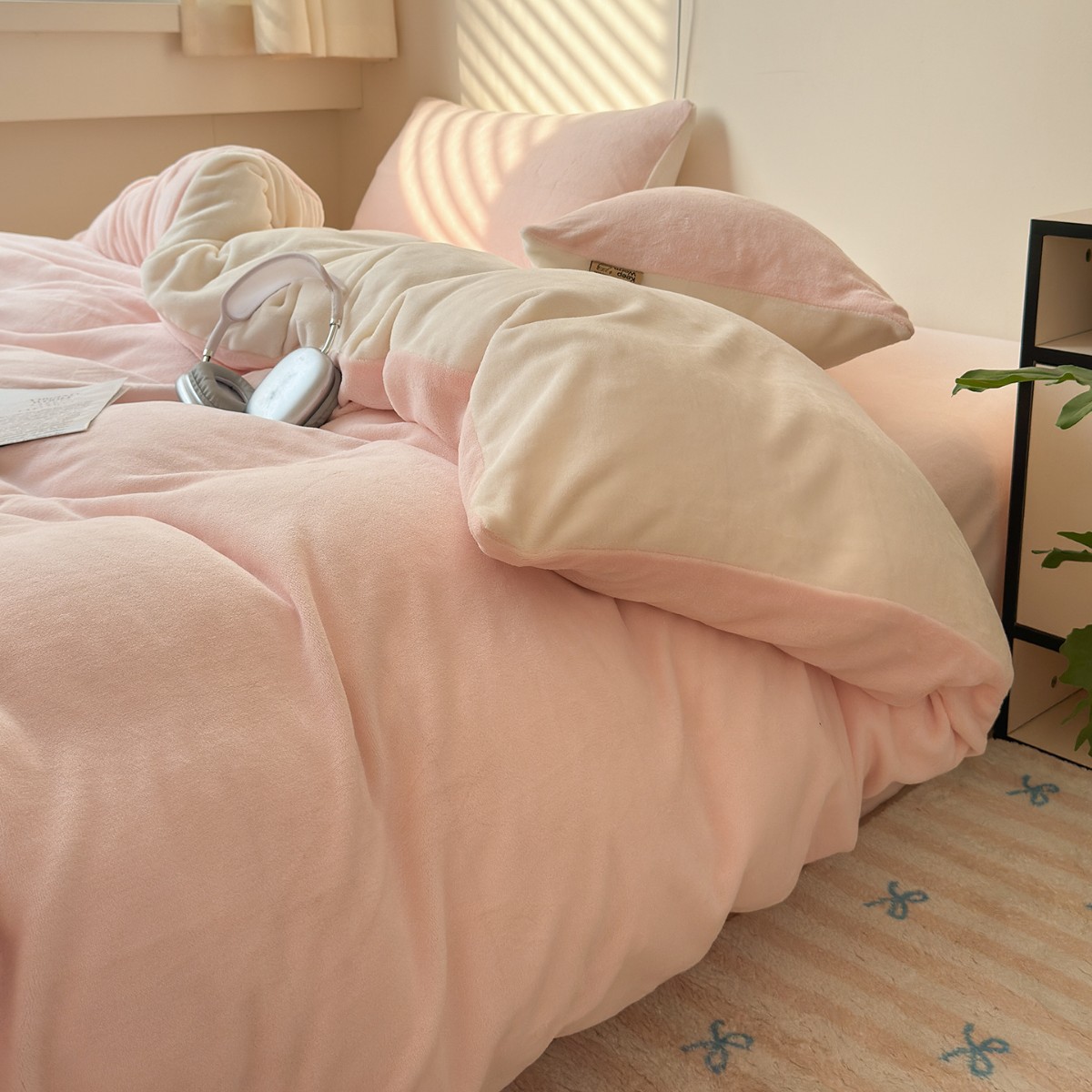 Milk fiber bedding set, winter, double-layer