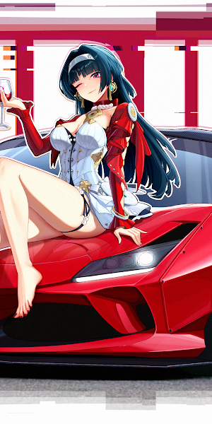 Ferrari F8 Tributo, Anime Girl, Red Car, Car Illustration 4K Wallpaper Background
