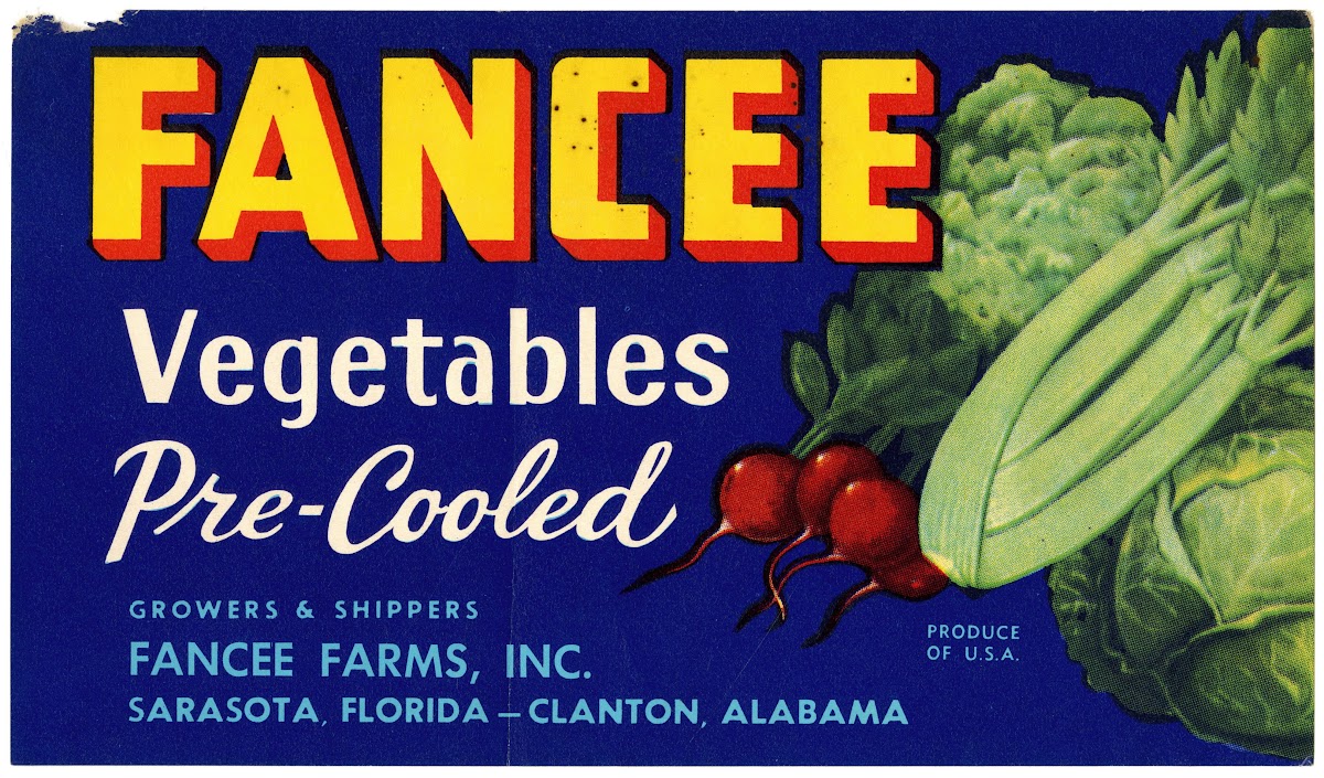 Fancee Vegetables Label 1930 1950