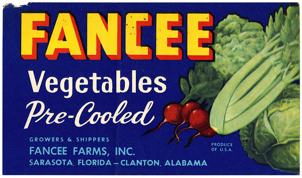 Fancee Vegetables Label 1930 1950