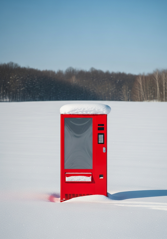 Isolated Winter Vending Machine