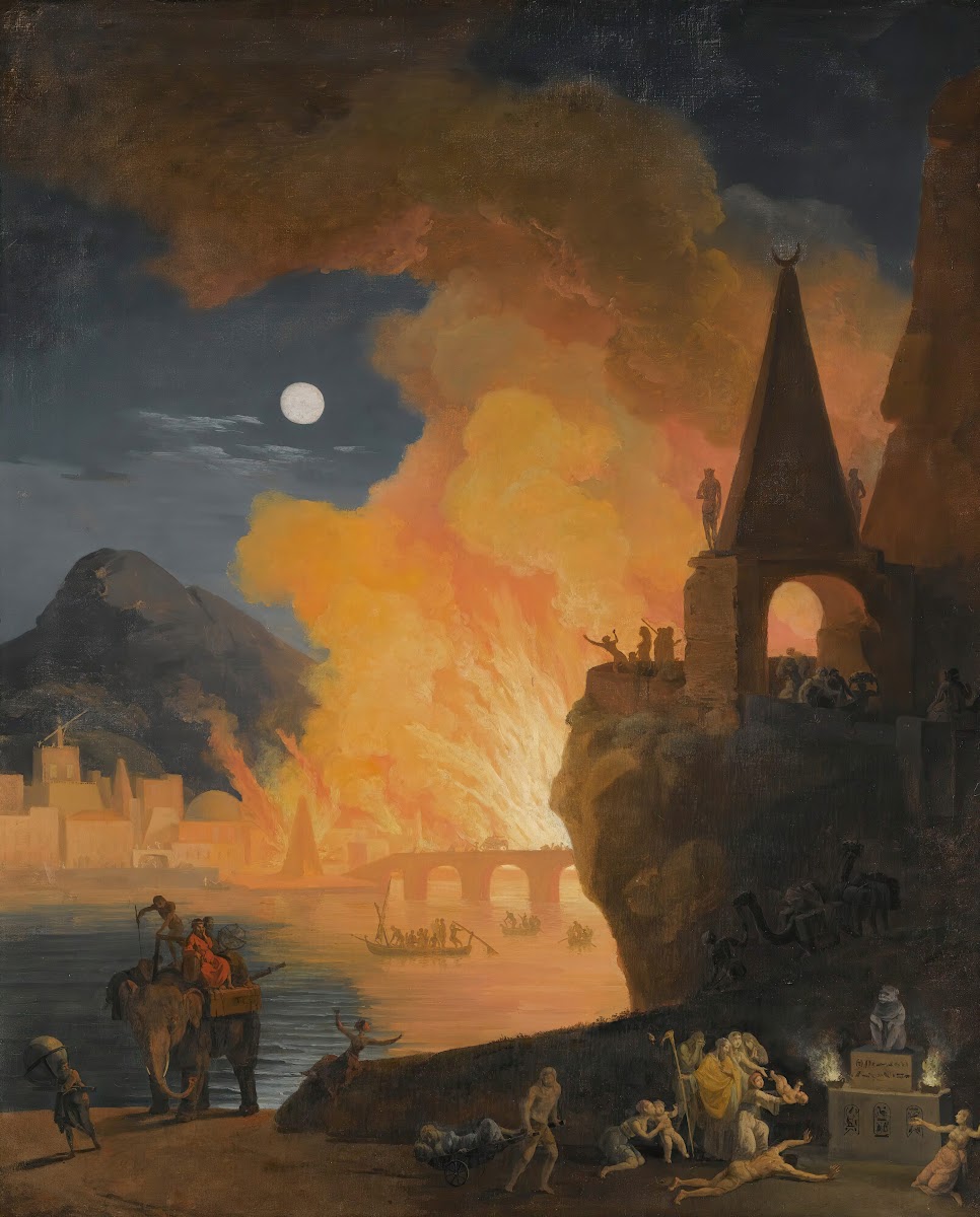 A Nocturnal Landscape With Figures Fleeing The Fire Of Alexandria