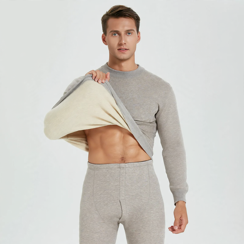 Thermal underwear set with wool and silk