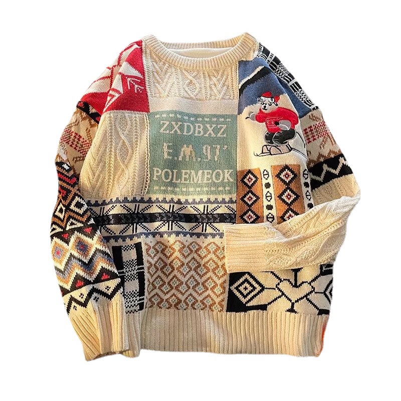 Men's and women's knit sweater, round neck, lined