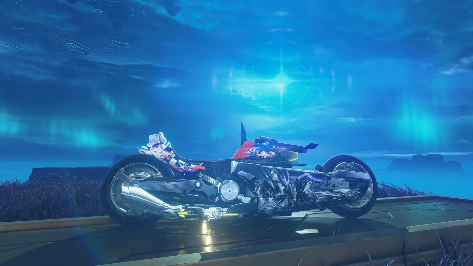 Futuristic Cyberpunk Motorcycle - Video Game Screenshot 5K Wallpaper (5120x2880)