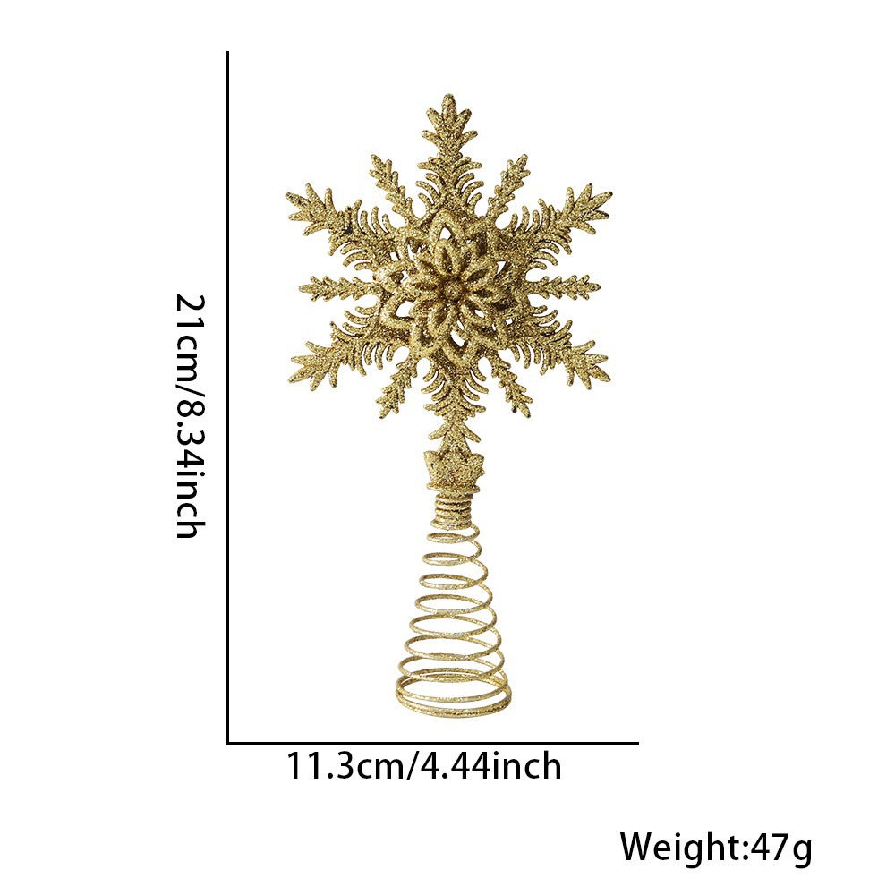 Weihnachtsbaumspitze Stern mit Glitzer-Schneeflocken-Design