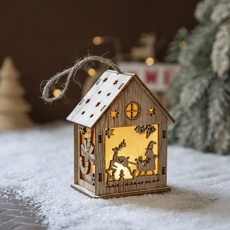 Decorative LED wooden hut for a Christmas atmosphere